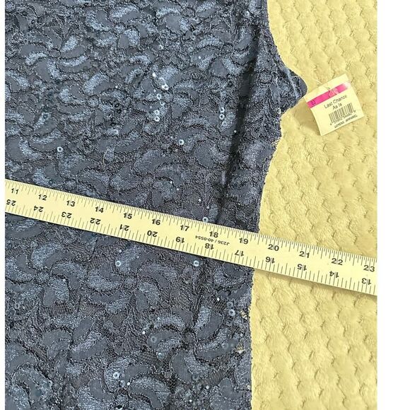 Alex Evenings Lace Cocktail Dress Women's Plus 14W Blue Sleeveless Midi NWT - Picture 10 of 11